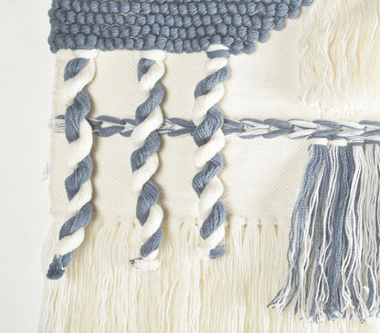 Handwoven &amp; Tufted Abstract Fringed Wall Hanging-1