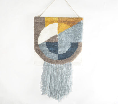 Hand Tufted Abstract Fringed Wall Hanging-0