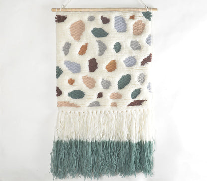 Handwoven &amp; Tufted Terrazzo Wall Hanging with Fringes-0