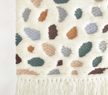 Handwoven &amp; Tufted Terrazzo Wall Hanging with Fringes-1