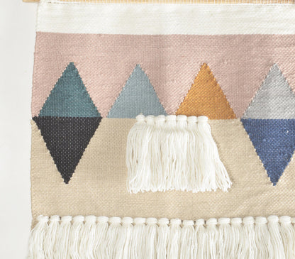 Handwoven &amp; Tufted Geometric Fringed Wall Hanging-1