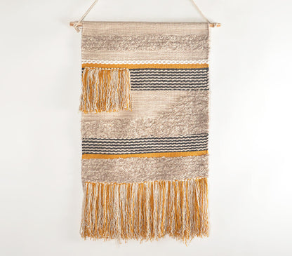 Handwoven Cotton Multicolor Fringed Wall Hanging-0