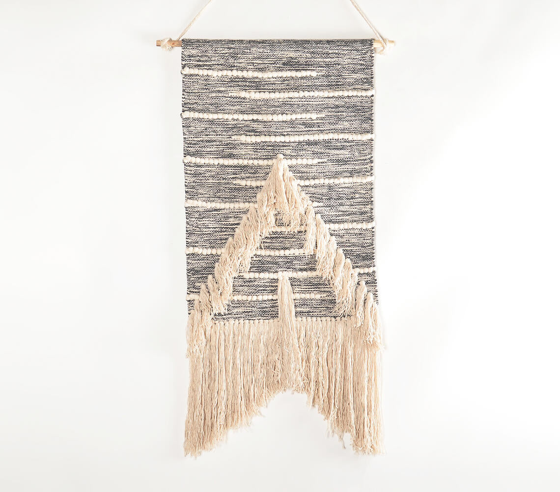 Handwoven Cotton &amp; Wool Arrowhead Wall Hanging-0