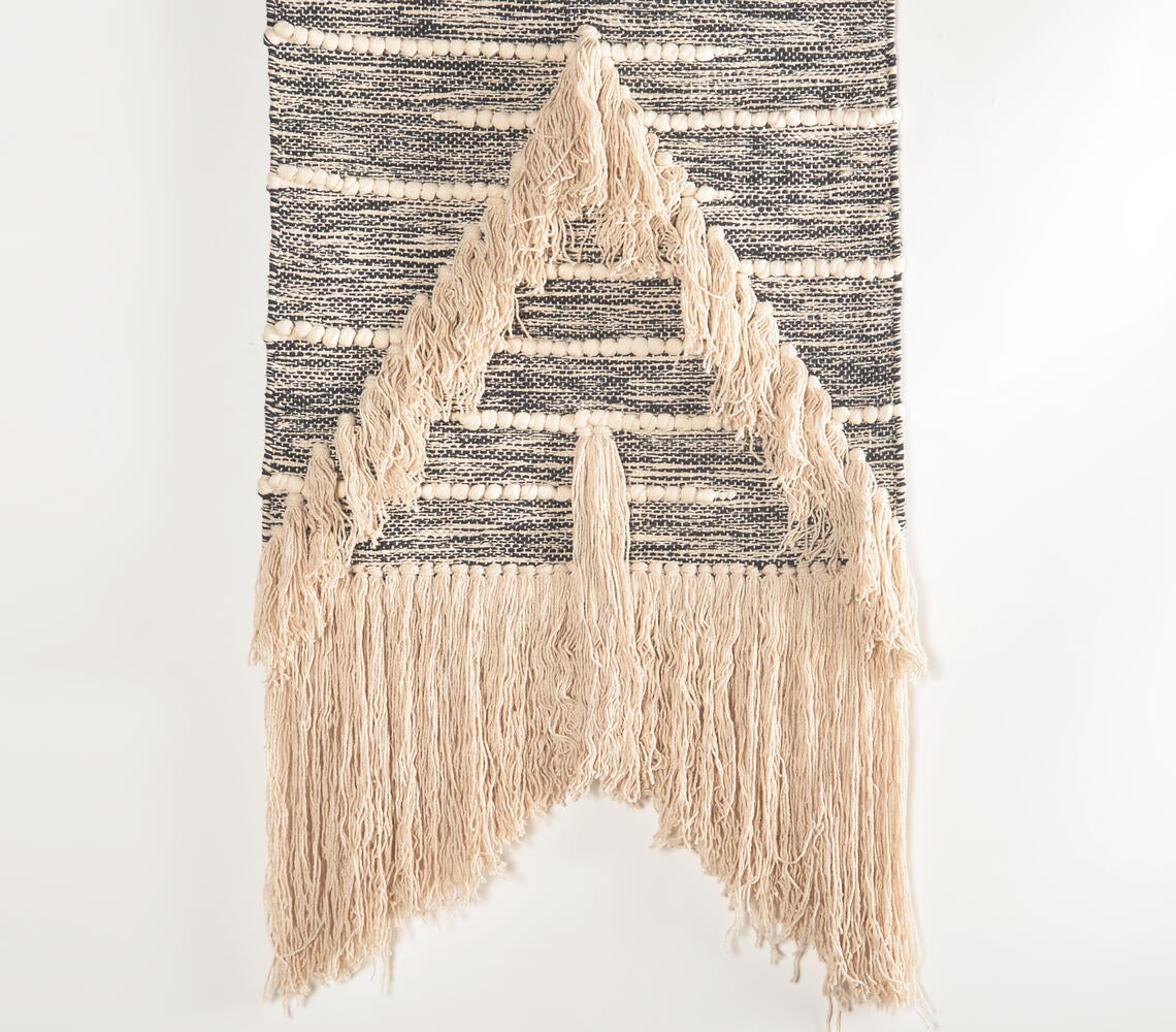 Handwoven Cotton &amp; Wool Arrowhead Wall Hanging-1