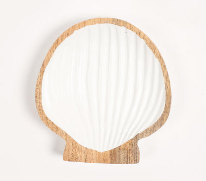 Hand Carved Wooden Clam Shell Serving Platter-2