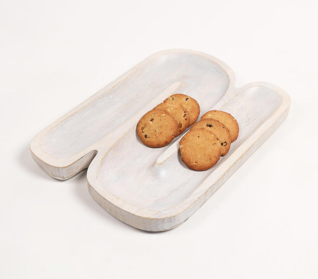 Hand Carved N-Shaped Wooden Platter-0