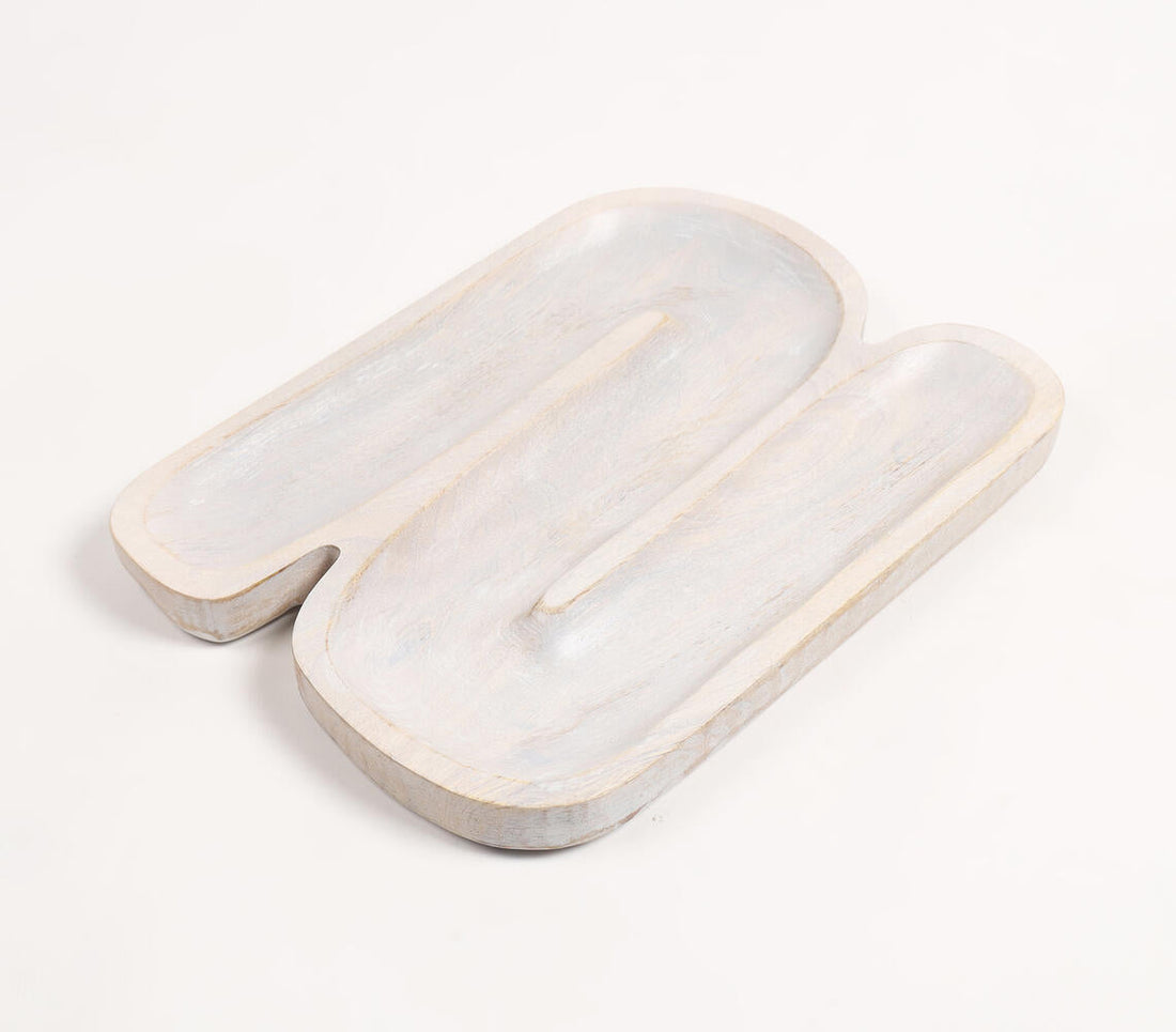 Hand Carved N-Shaped Wooden Platter-1