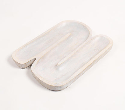 Hand Carved N-Shaped Wooden Platter-1