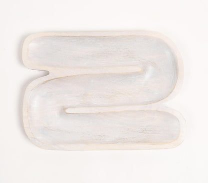 Hand Carved N-Shaped Wooden Platter-2
