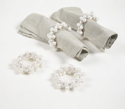 Pearl Embellished Napkin rings (set of 4)-0