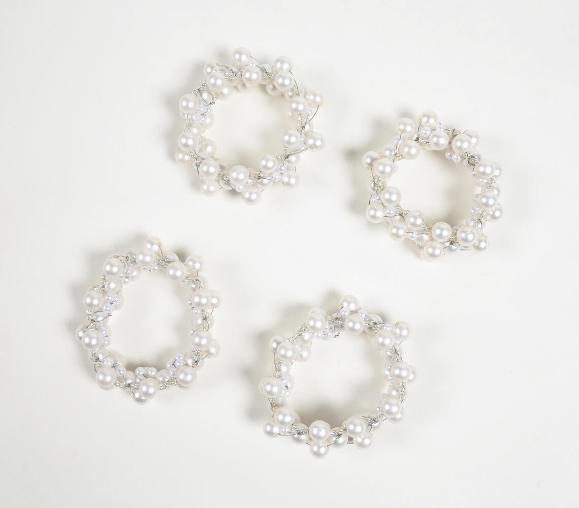 Pearl Embellished Napkin rings (set of 4)-1