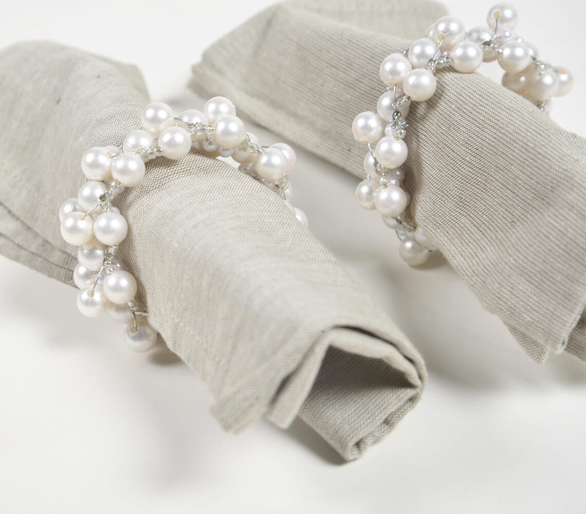 Pearl Embellished Napkin rings (set of 4)-2