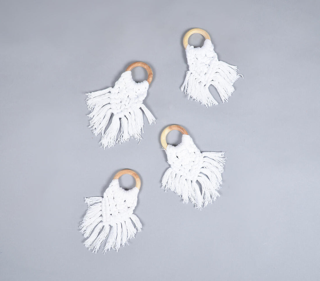 Macrame Napkin rings with Frayed Tassels (set of 4)-0