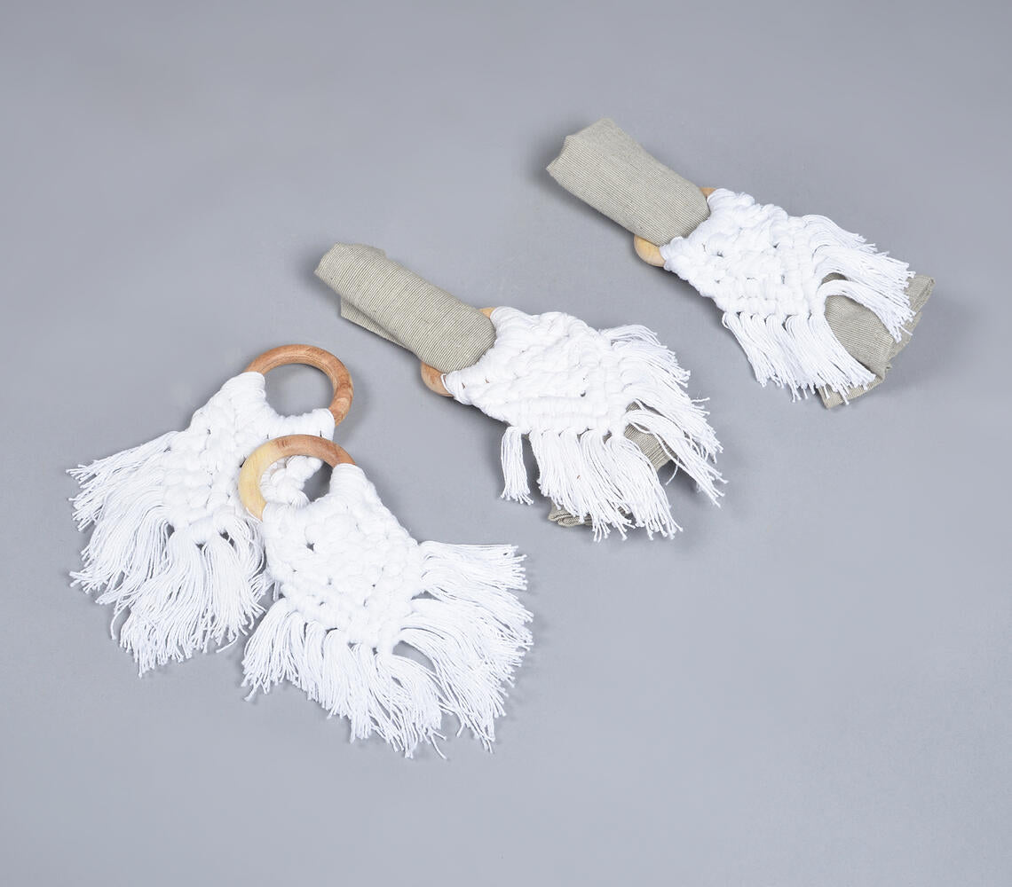 Macrame Napkin rings with Frayed Tassels (set of 4)-2