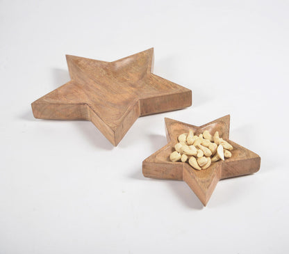 Star-Shaped Mango Wood Snack trays (set of 2)-0