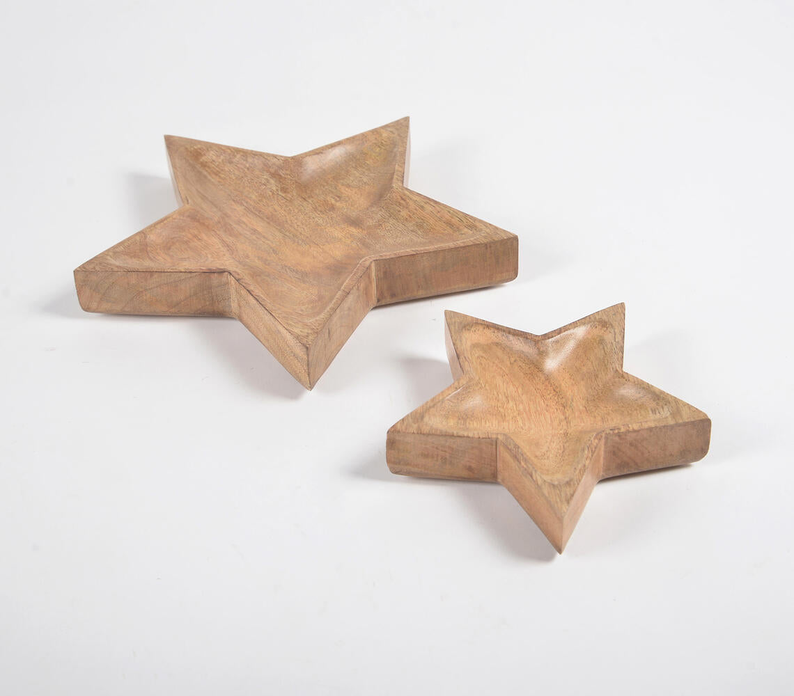 Star-Shaped Mango Wood Snack trays (set of 2)-1