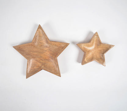 Star-Shaped Mango Wood Snack trays (set of 2)-2