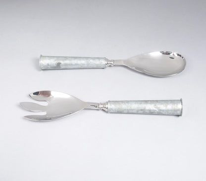 Stainless Steel &amp; Galvanized Iron Salad Servers (Set of 2)-2