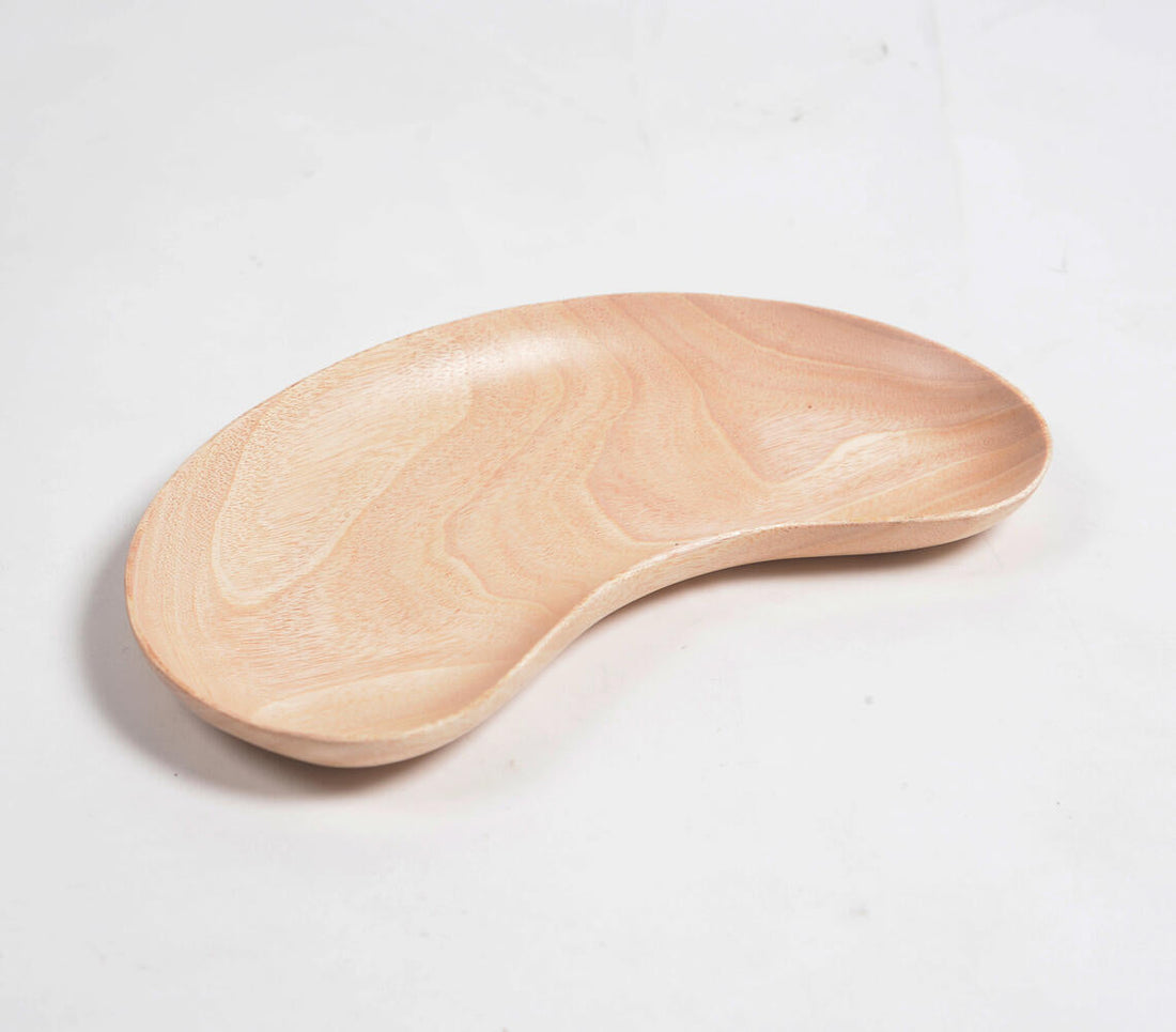 Classic Neem Wood Bean-Shaped Tray-0