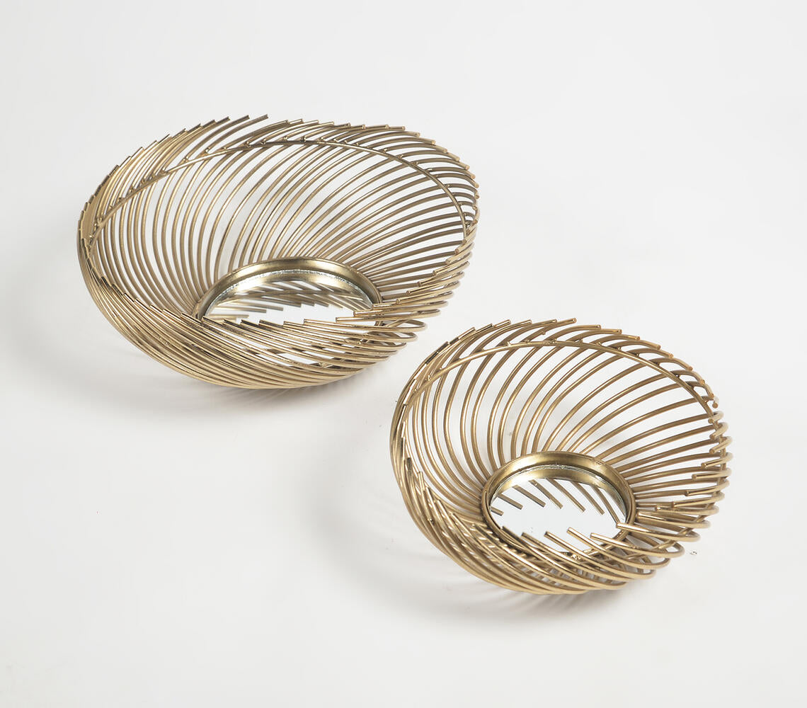 Antique Gold-Toned Iron Swirl Utility Bowls (set of 2)-0