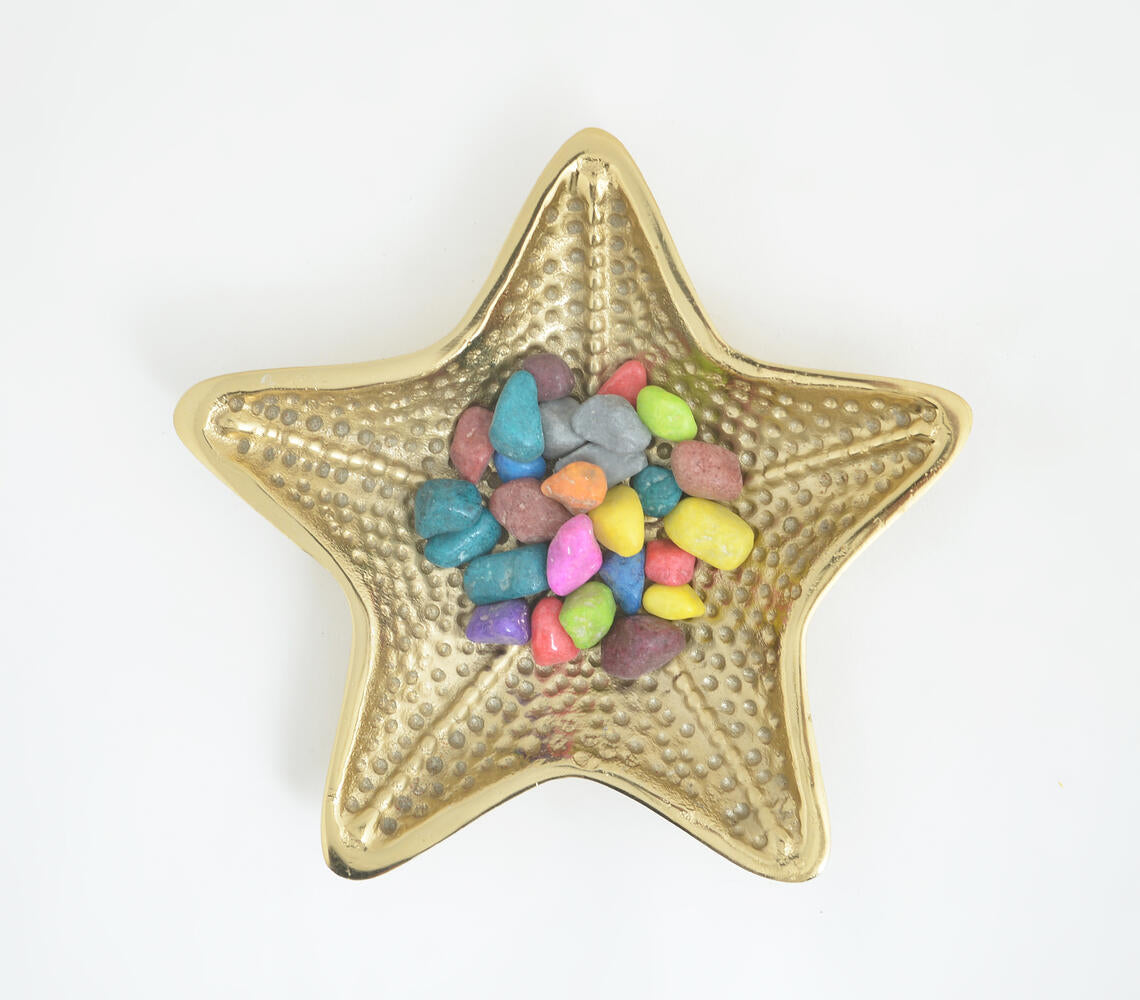 Textured Gold Tined Star Fish Aluminium Tray-0