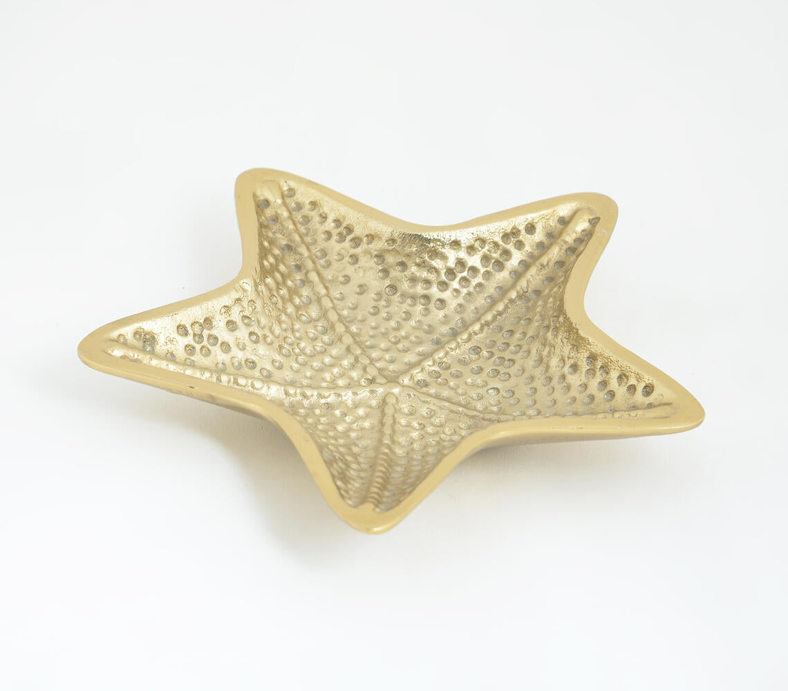 Textured Gold Tined Star Fish Aluminium Tray-2