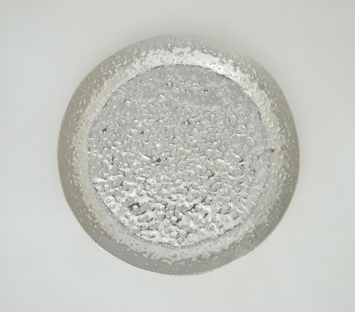 Crack Hammered Round Aluminium Tray-1