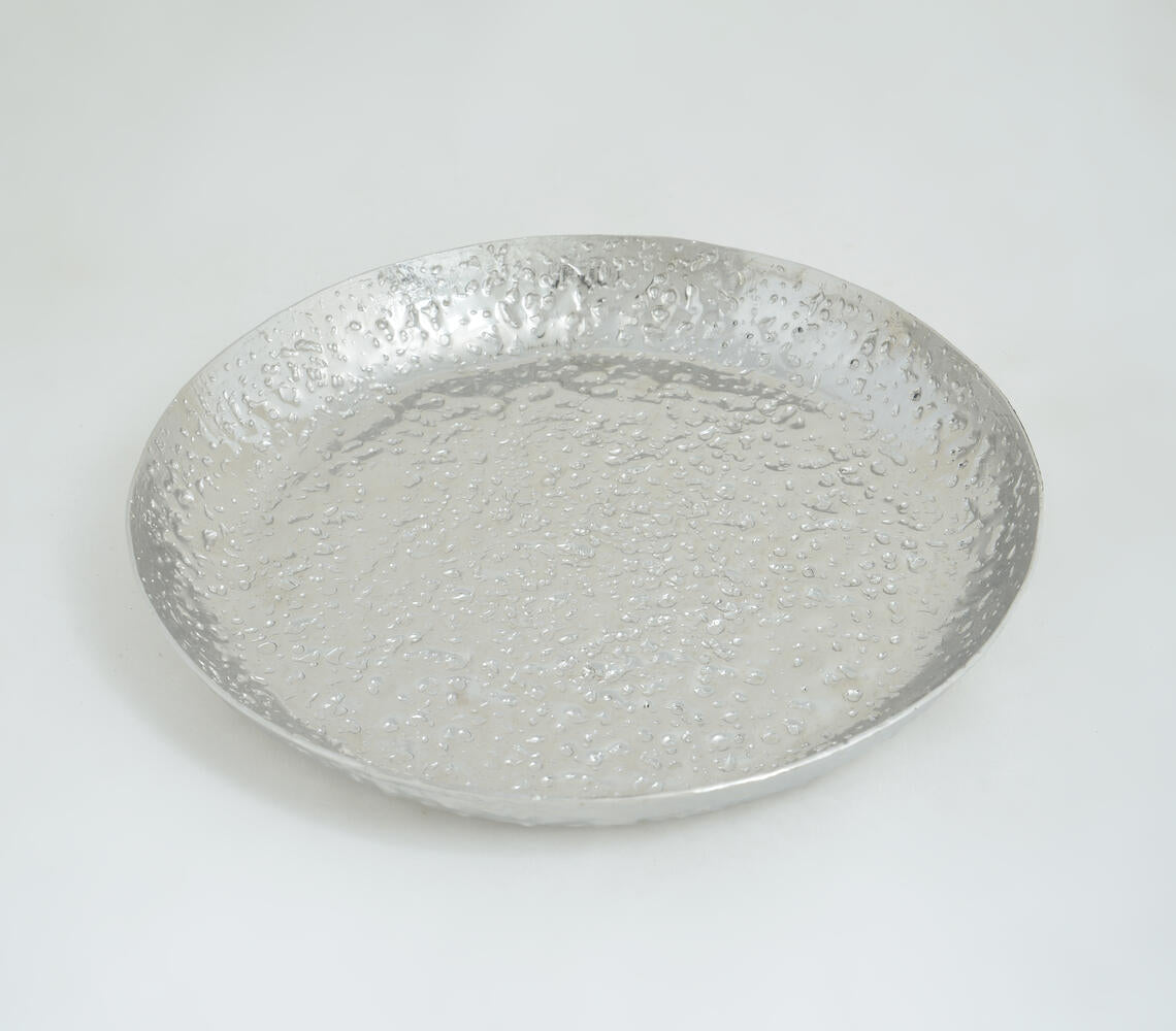 Crack Hammered Round Aluminium Tray-2