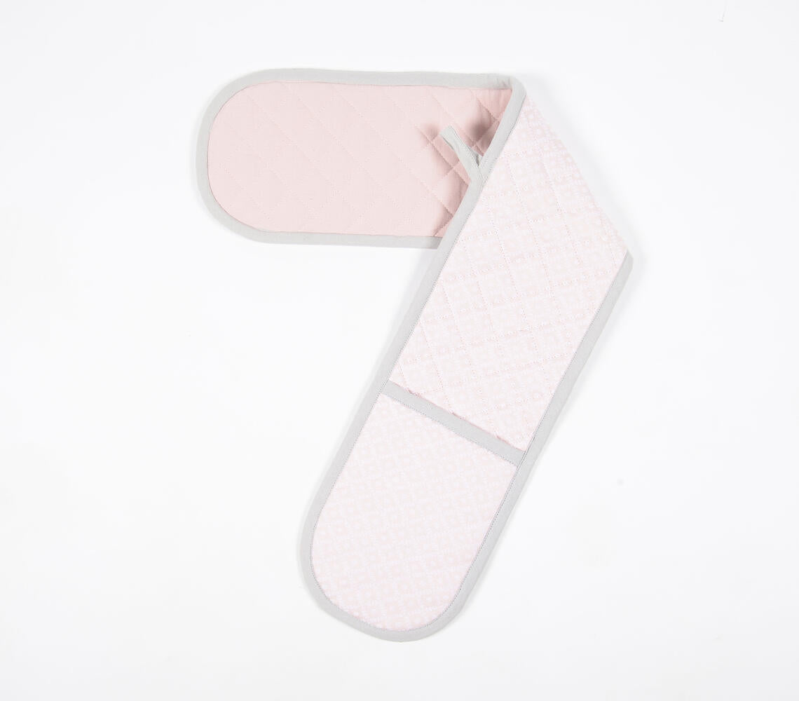 Pastel Pink Quilted Double Oven Mitt-0