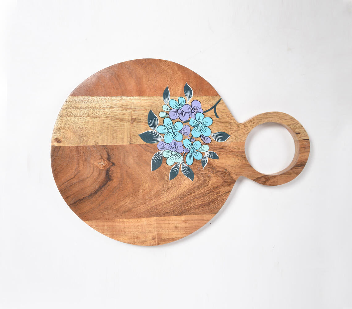 Acacia Wood Chopping Board with Hand painted Violets-1