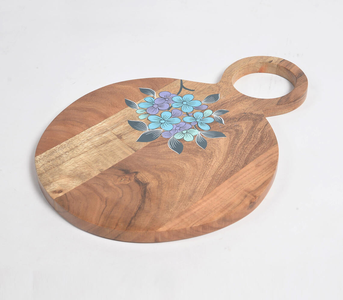 Acacia Wood Chopping Board with Hand painted Violets-2