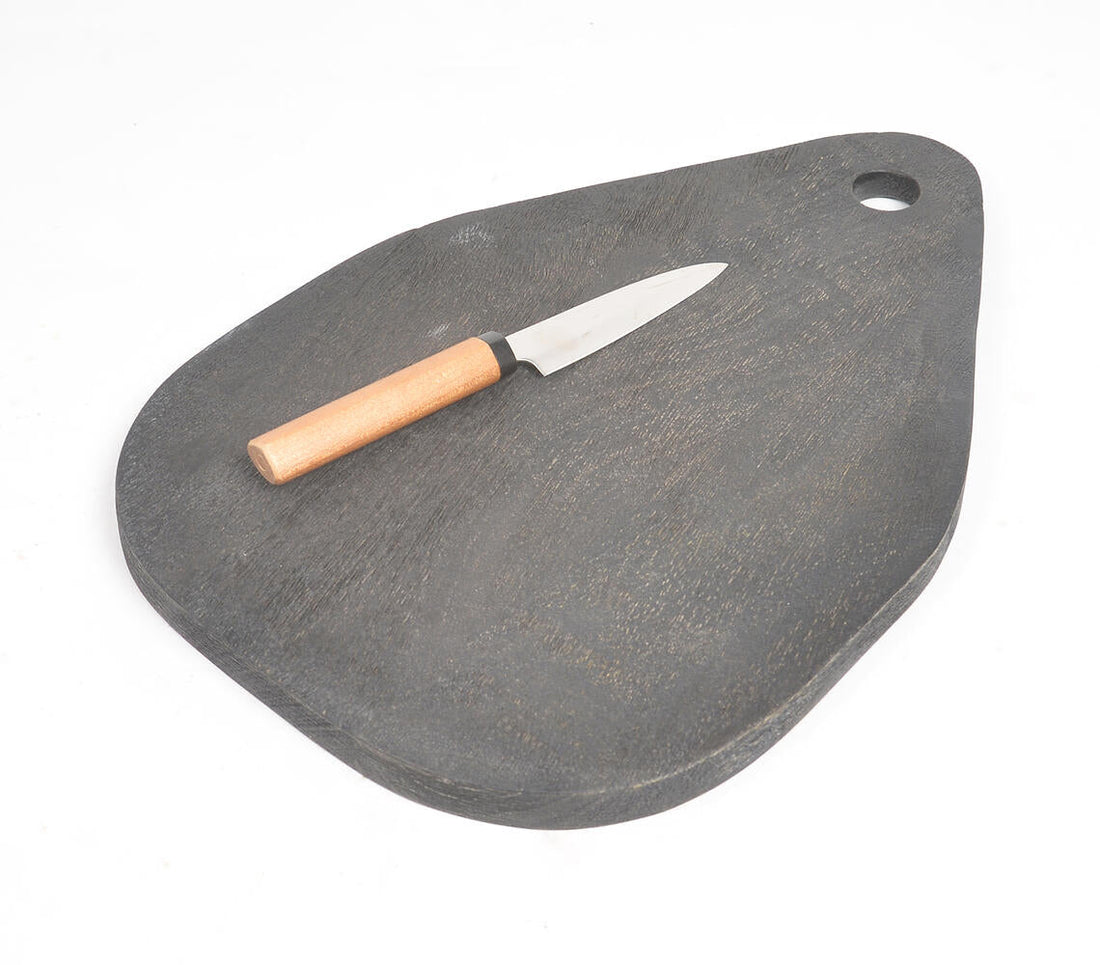 Hand Painted Mango Wood Black Chopping Board-0
