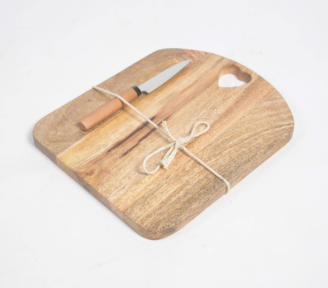 Heart Cut-Out Mango Wood Chopping Board-0