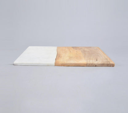 Colorblock White Stone &amp; Wood Chopping Board-2