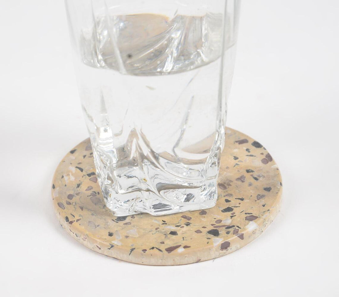 Hand Cut Yellow Terrazzo Stone Coasters (Set of 4)-1