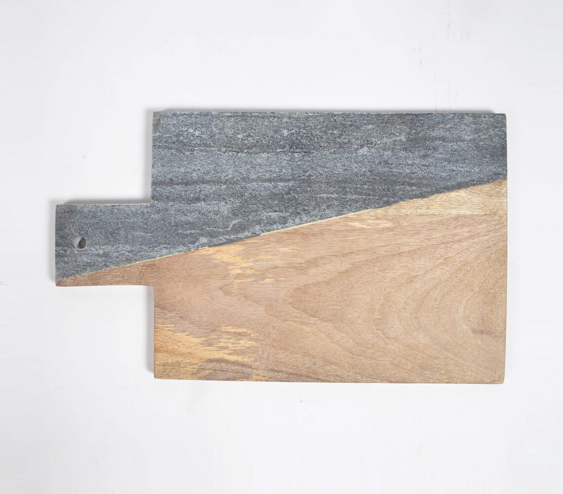 Colorblock Grey Stone &amp; Wood Chopping Board-0