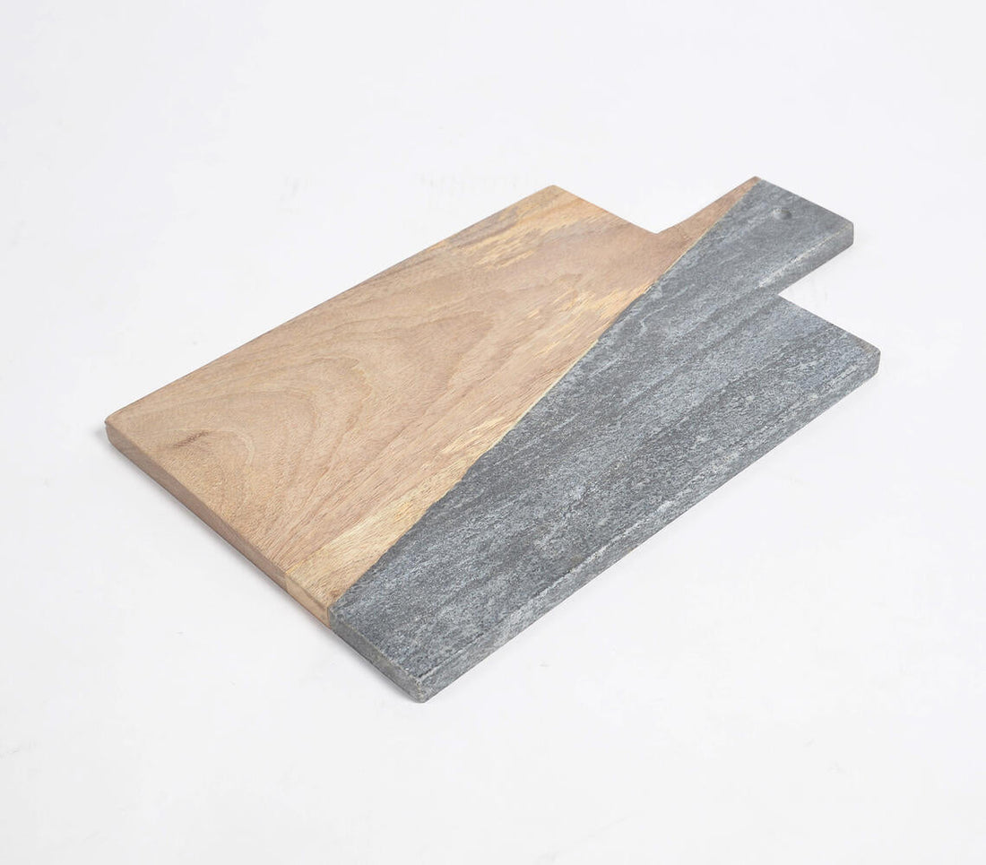 Colorblock Grey Stone &amp; Wood Chopping Board-1