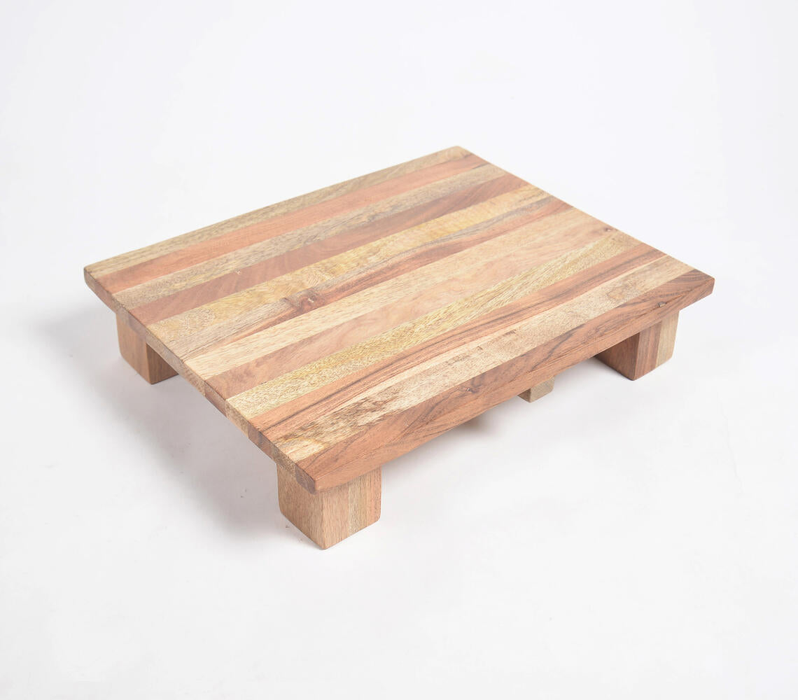 Natural Wooden Striped Elevated Chopping Board-2