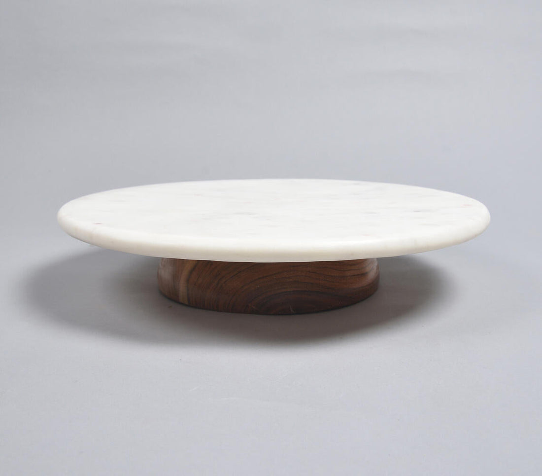 Hand Cut White Marble Cake Stand-0