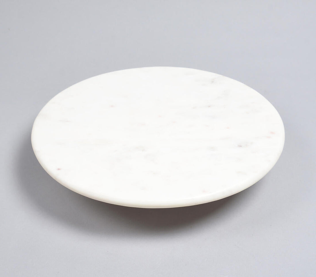 Hand Cut White Marble Cake Stand-1