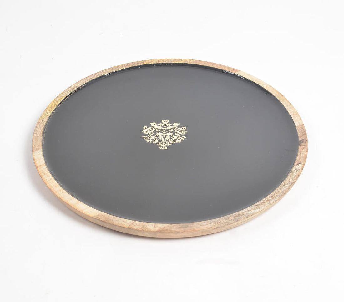 Regal Motif Noir Enameled Wooden Platter-0