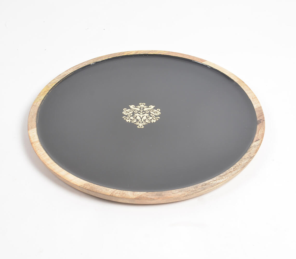 Regal Motif Noir Enameled Wooden Platter-0