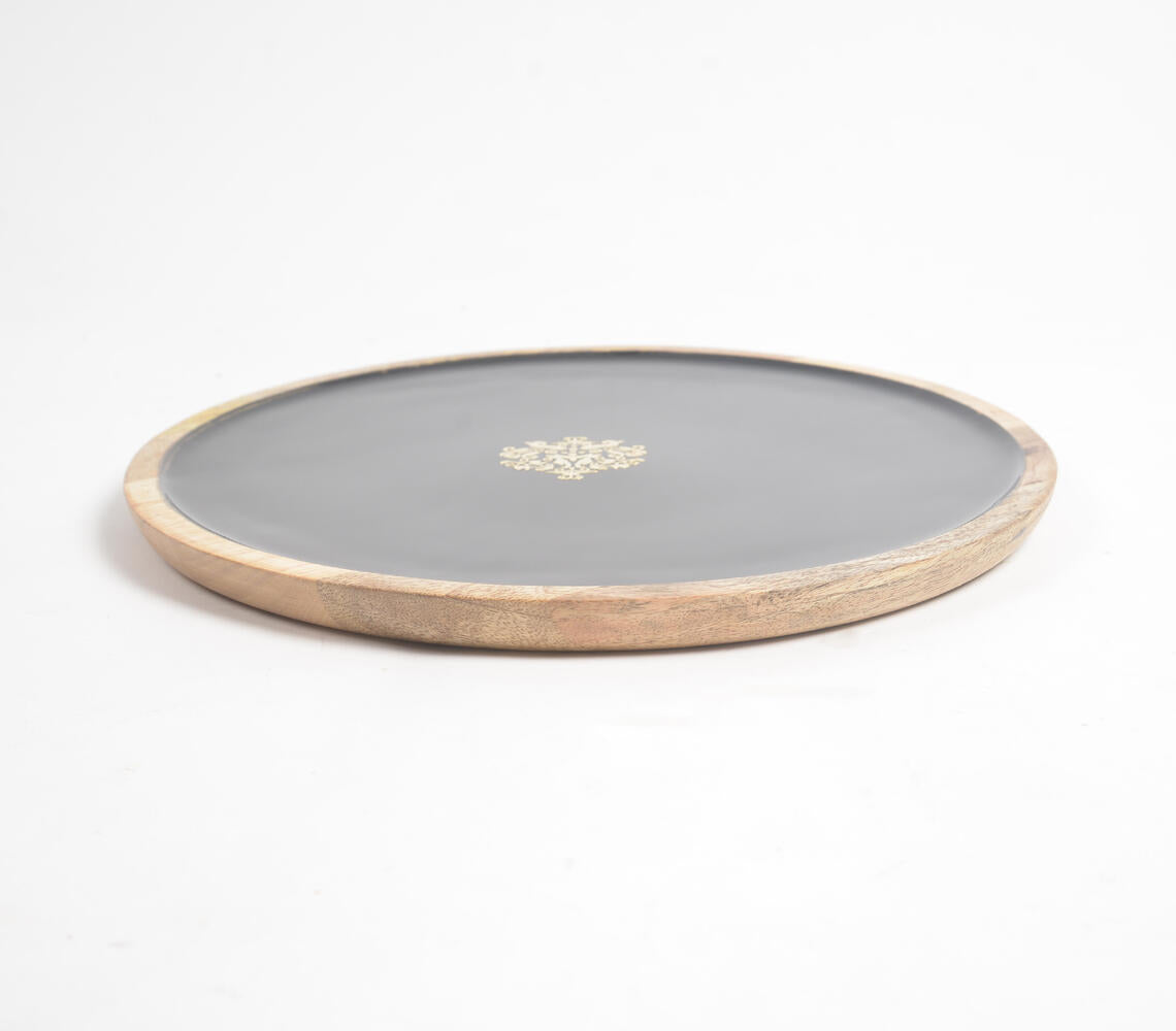 Regal Motif Noir Enameled Wooden Platter-2