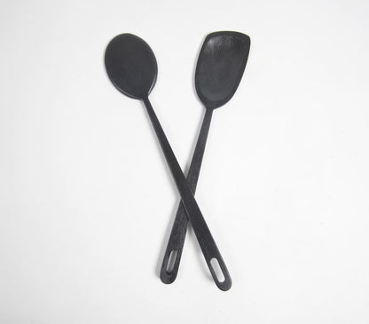 Hand Carved Noir Wooden Spatulas (set of 2)-1