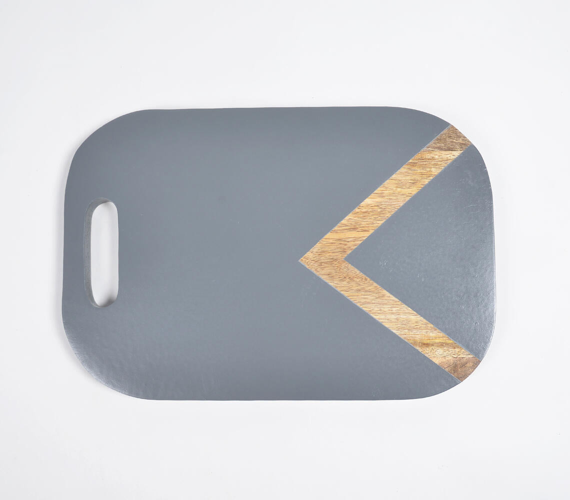 Enamelled Mango Wood Slate Grey Chevron Chopping Board-3