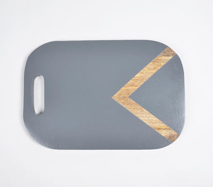 Enamelled Mango Wood Slate Grey Chevron Chopping Board-3