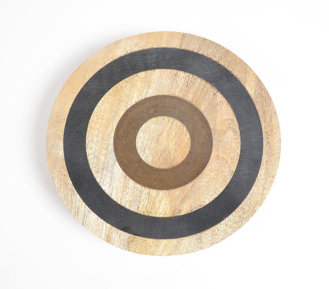 Concentric Circle Painted Wooden Cake Stand-1