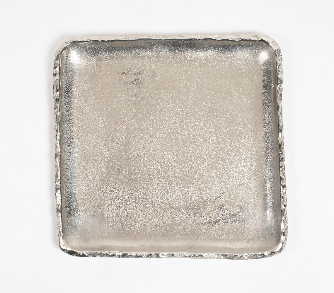 Antique Silver-Toned Aluminium Square Tray-2