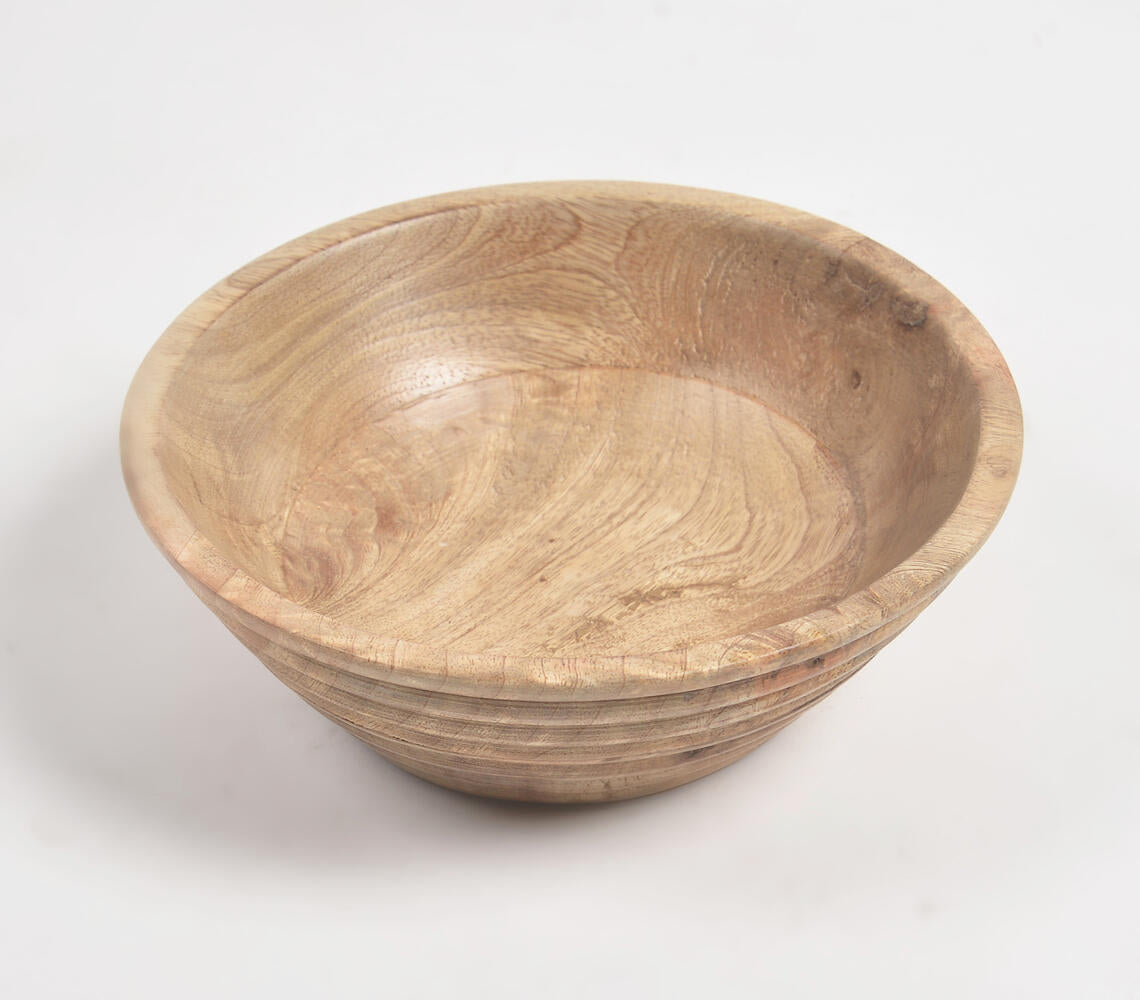 Wood Turned Classic Ribbed Bowl-1