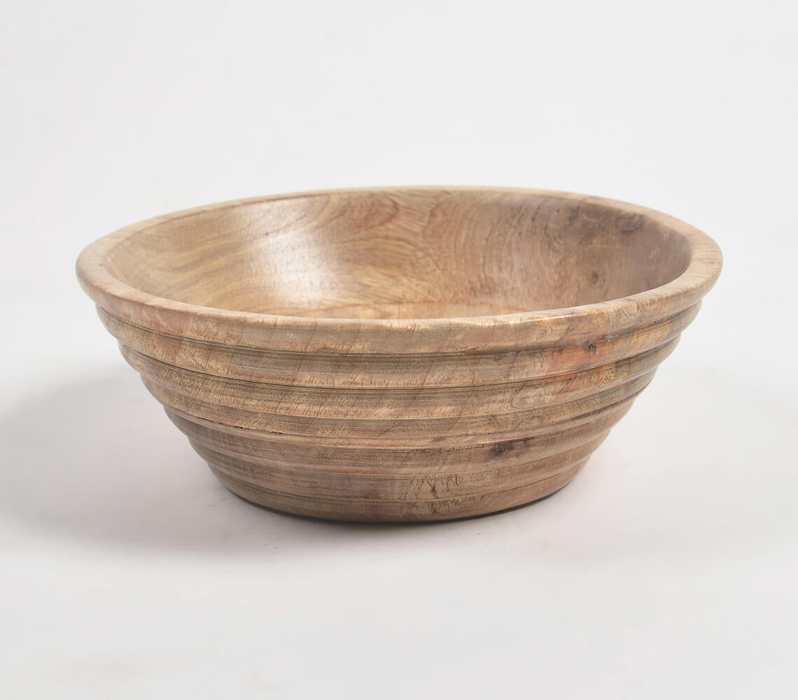 Wood Turned Classic Ribbed Bowl-2